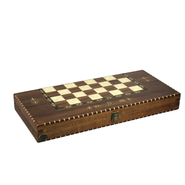 Helena Rural Walnut Chess & Backgammon Set With Sheesham French Staunton Chess Pieces 20 Inch - Image 3