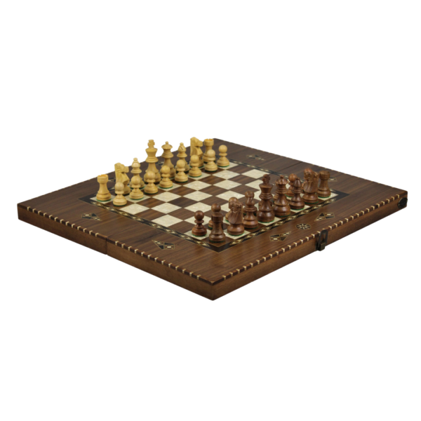 Helena Rural Walnut Chess & Backgammon Set With Sheesham French Staunton Chess Pieces 20 Inch