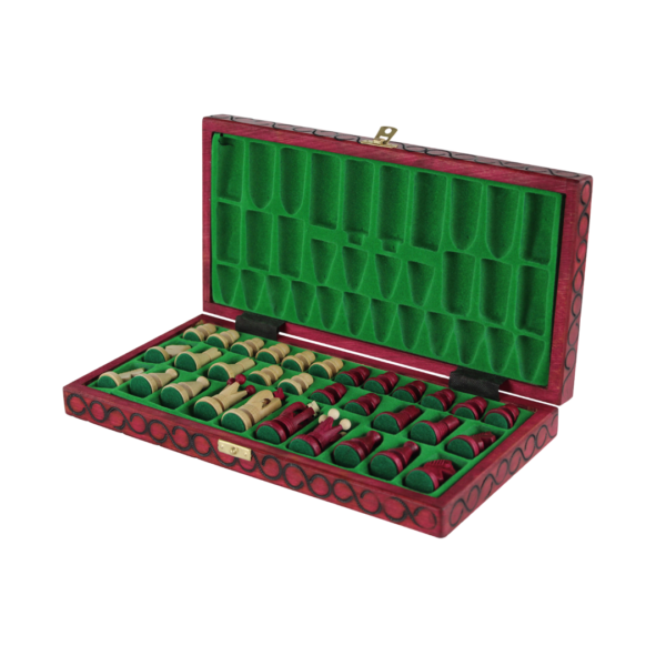 Art Deco Red Foldable Chess Set 14 Inch - Image 4