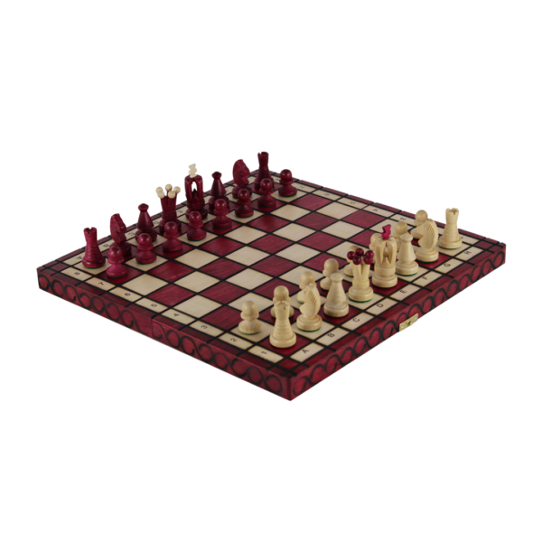 Art Deco Red Foldable Chess Set 14 Inch