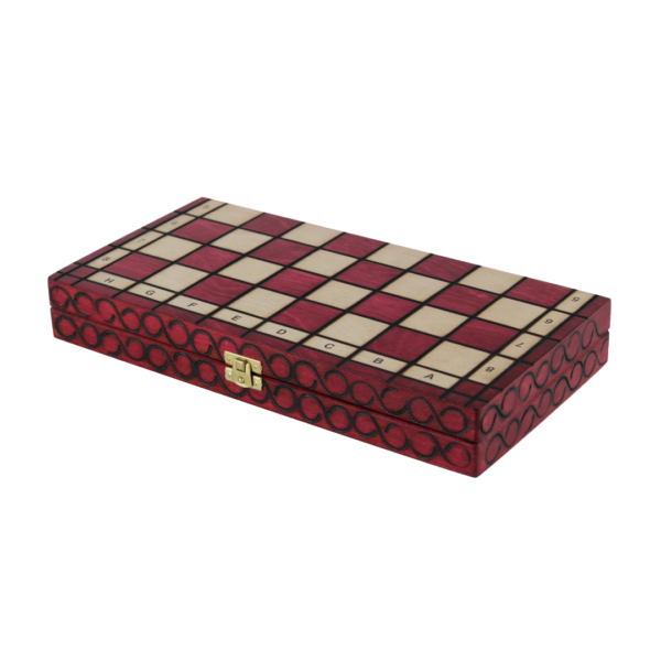 Art Deco Red Foldable Chess Set 14 Inch - Image 3