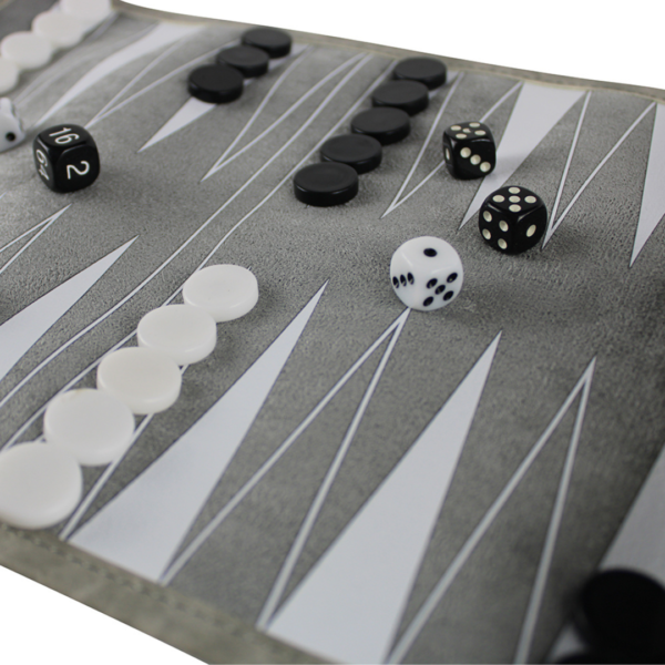 Gray Travel Roll Up Backgammon Set 13 Inch - Image 4