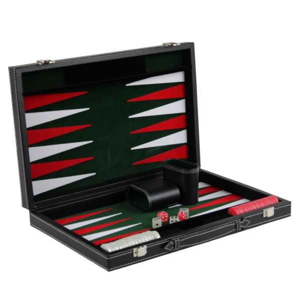 Malachite Green Leather Backgammon Set 18 Inch