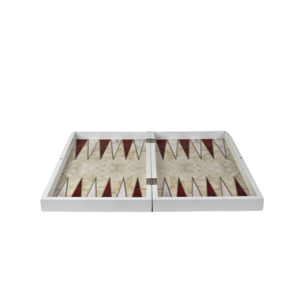 Wooden Red Marble Design Backgammon Set 19 Inch - Image 4