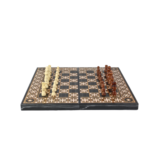 Wooden Royal Design Chess & Backgammon Set 20 Inch