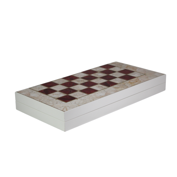 Wooden Red Marble Design Chess & Backgammon Set 19 Inch - Image 4