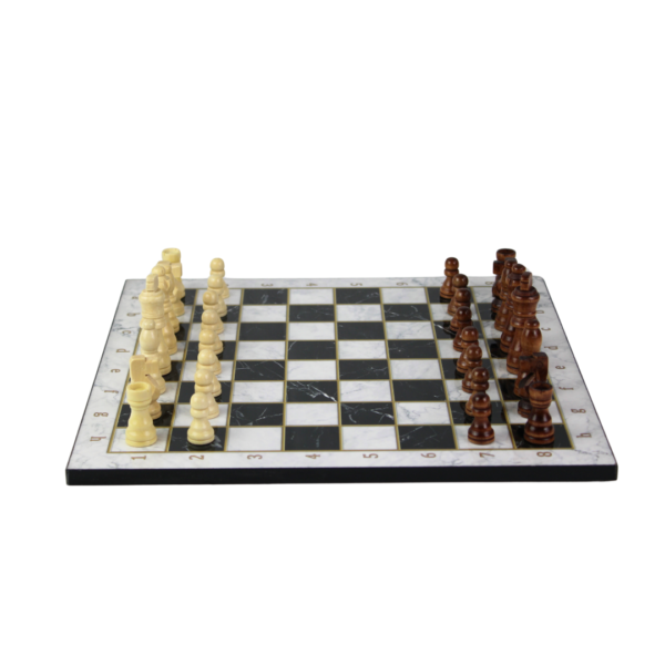 White Marble Design Chess Set 14 Inch - Image 2