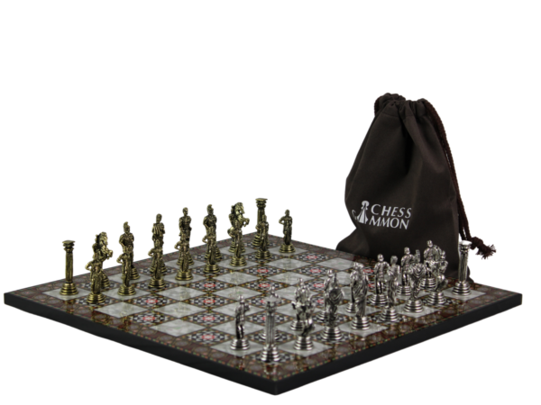 Mother of Pearl Personalised Metal Chess Set with Drawstring Bag 14 Inch - Image 2