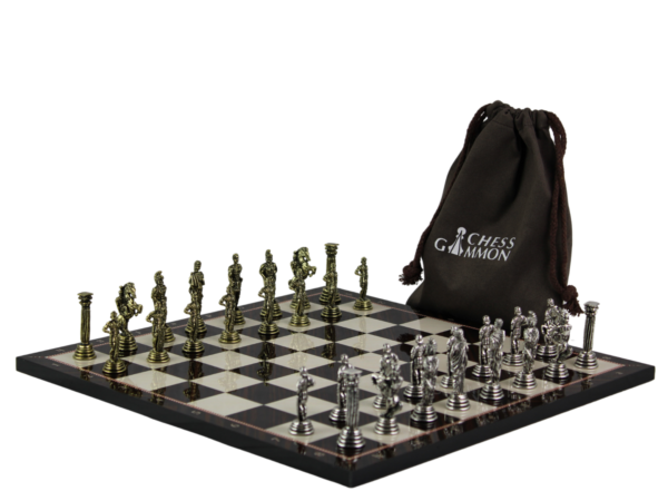 Walnut Personalised Metal Chess Set with Drawstring Bag 14 Inch - Image 3