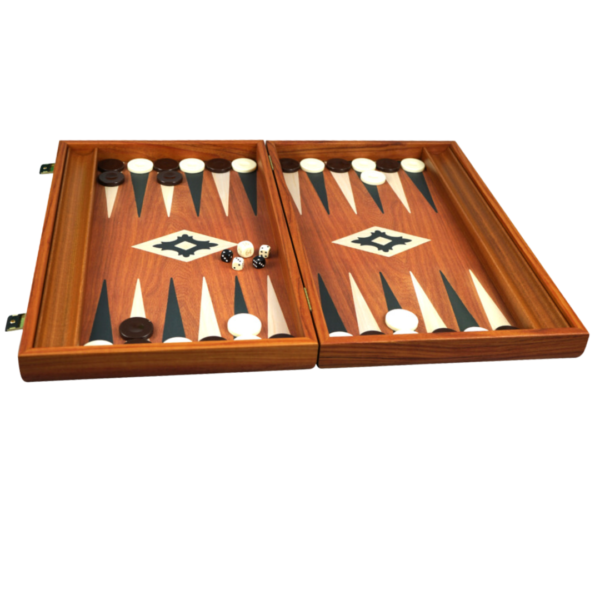 Manopoulos Mahogany Backgammon Set 23 Inch with Storage Racks - Image 3