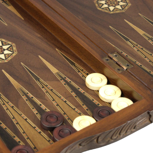 Helena Carved Walnut Backgammon Set 20 Inch - Image 3