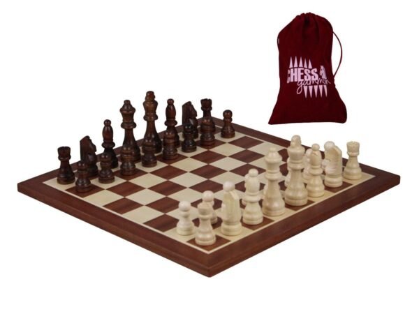 Mahogany Chess Set With Chess Pieces And Chess Bag 14 Inch