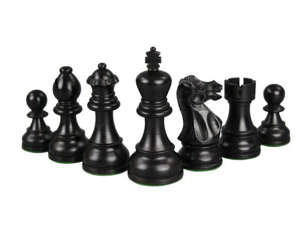 Ebony Chess Set 20 Inch With Helena Flat Chess Board and Weighted Ebonised Executive Staunton Chess Pieces 3.75 Inch - Image 6