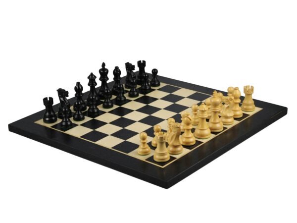 Ebony Chess Set 20 Inch With Helena Flat Chess Board and Weighted Ebonised Executive Staunton Chess Pieces 3.75 Inch - Image 2