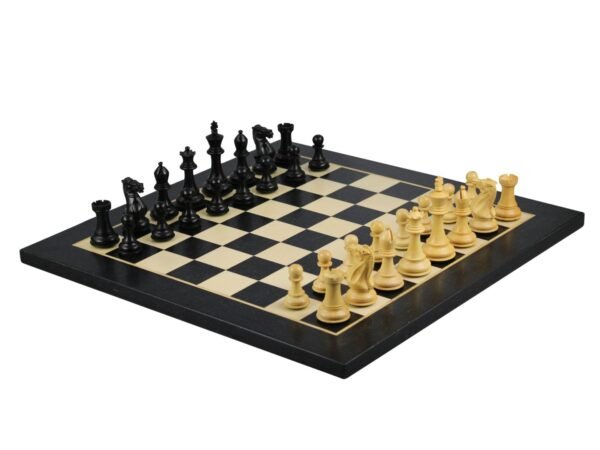 Ebony Chess Set 20 Inch With Helena Flat Chess Board and Weighted Ebonised Morphy Series Staunton Chess Pieces 3.75 Inch - Image 2