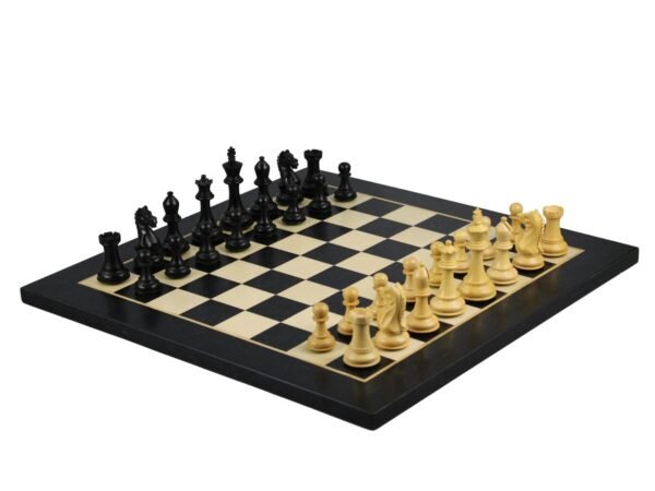 Ebony Chess Set 20 Inch With Helena Flat Chess Board and Weighted Ebonised Fierce Knight(Queen's Gambit) Staunton Chess Pieces 3.75 Inch - Image 2