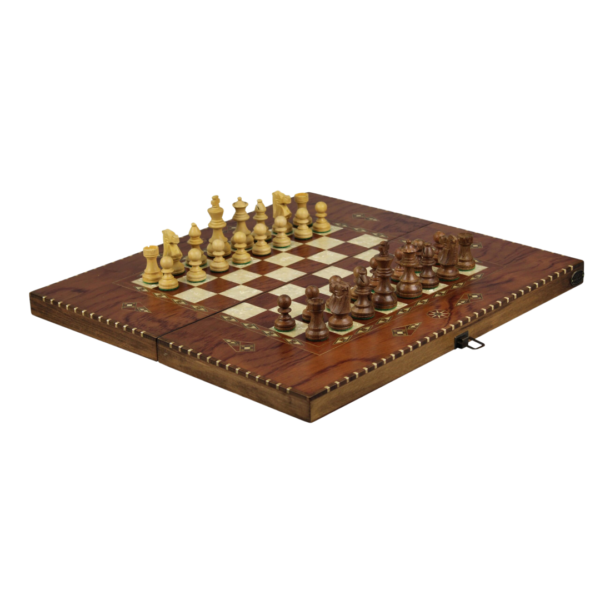 Helena Rural Rosewood Chess & Backgammon Set With Sheesham French Staunton Chess Pieces 20 Inch