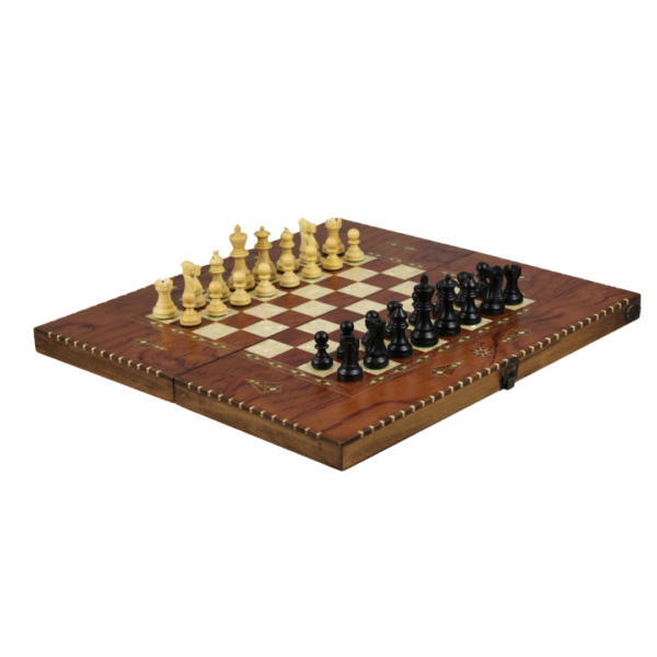 Helena Rural Rosewood Chess & Backgammon Set With Ebonised Classic Staunton Chess Pieces 20 Inch