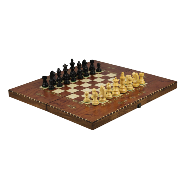 Helena Rural Rosewood Chess & Backgammon Set With Ebonised German Staunton Chess Pieces 20 Inch