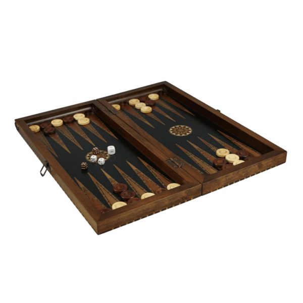 Helena Rural Ebony Chess & Backgammon Set With Ebonised German Staunton Chess Pieces 20 Inch - Image 5