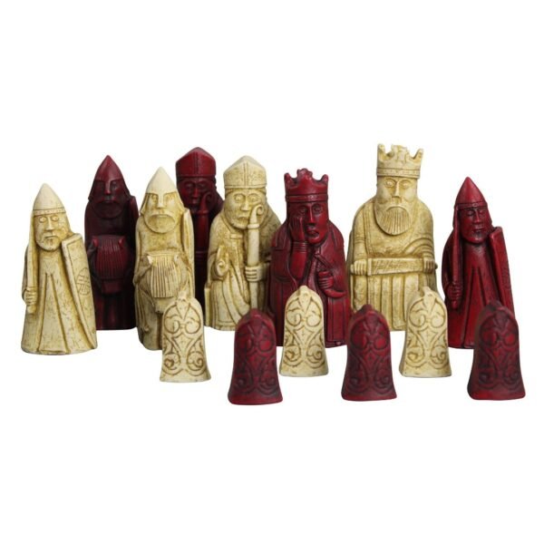 Isle of Lewis Chess Set With I Ivory & Red Resin Chess Pieces 3.5 Inch and Rosewood Chess Board 20 Inch - Image 3