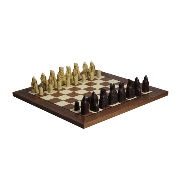 Isle of Lewis Chess Set With I Ivory & Brown Resin Chess Pieces 3.5 Inch and Walnut Chess Board 20 Inch - Image 2