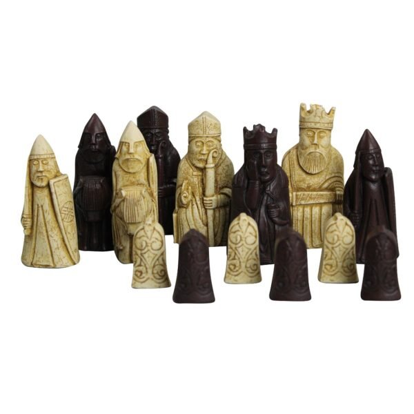 Isle of Lewis Chess Set With I Ivory & Brown Resin Chess Pieces 3.5 Inch and Walnut Chess Board 20 Inch - Image 3