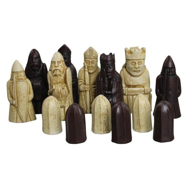 Isle of Lewis Chess Set With II Ivory & Brown Resin Chess Pieces 3.5 Inch and Charcoal Black Chess Board 20 Inch - Image 3