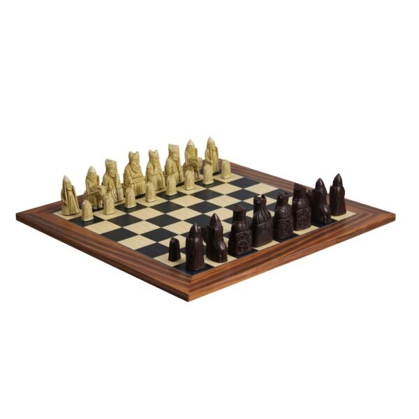 Isle of Lewis Chess Set With I Ivory & Brown Resin Chess Pieces 3.5 Inch and Palisander Chess Board 20 Inch - Image 2