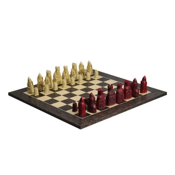 Isle of Lewis Chess Set With I Ivory & Red Resin Chess Pieces 3.5 Inch and Tiger Ebony Chess Board 20 Inch - Image 2