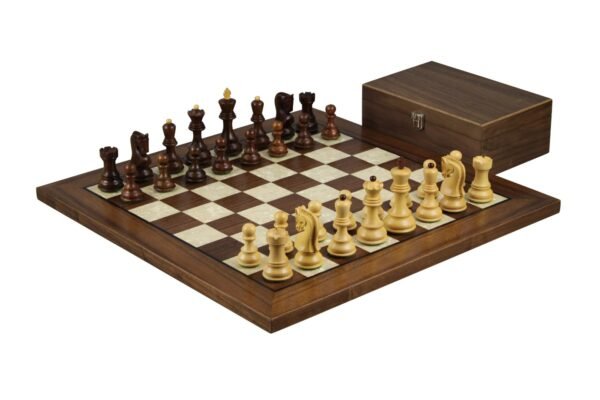 Walnut Chess Set 20 Inch With Helena Mother of Pearl Flat Chess Board and Weighted Sheesham Zagreb Staunton Chess Pieces 3.75 Inch