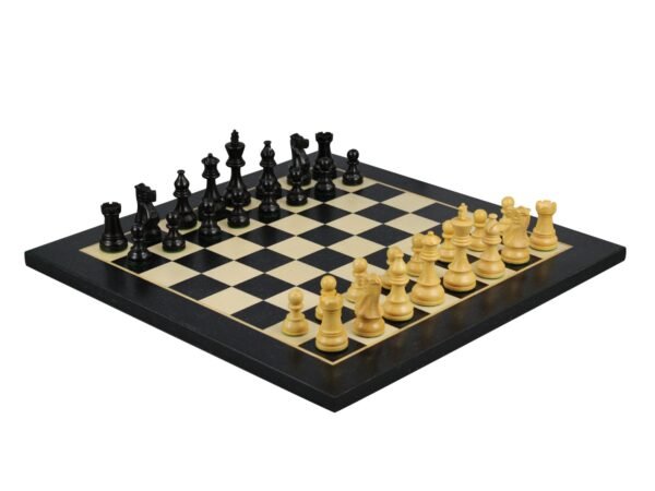 Ebony Chess Set 20 Inch With Helena Flat Chess Board and Weighted Ebonised Atlantic Classic Staunton Chess Pieces 3.75 Inch - Image 2