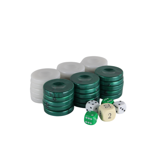 Acrylic Green Pearl Backgammon Pieces 36 mm