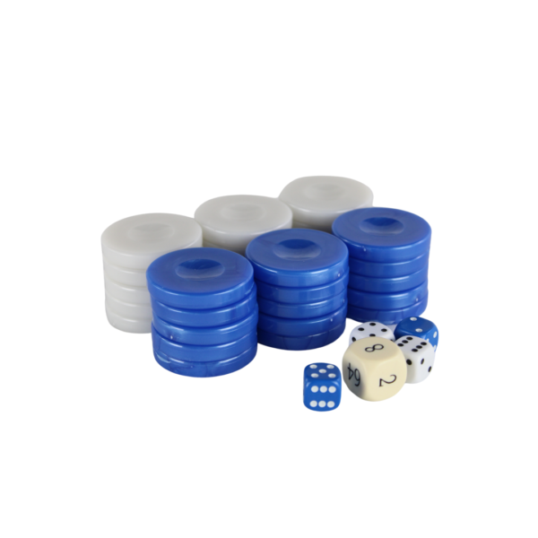 Acrylic Blue Pearl Backgammon Pieces 36 mm