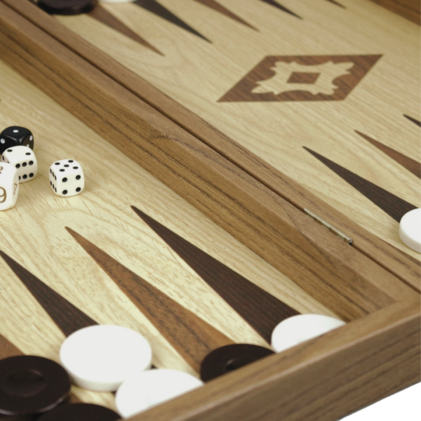 Manopoulos Oak & Walnut Backgammon Set 20 Inch - Image 4