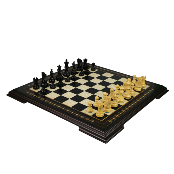 Ebony Chess Set 17 Inch With Helena Chess Board and Weighted Ebonised Atlantic Classic Staunton Chess Pieces 3 Inch - Image 2