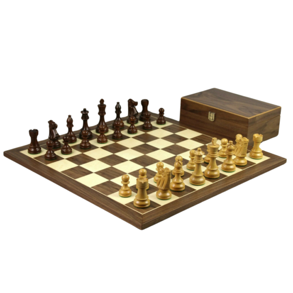 Walnut Chess Set 21 Inch with Weighted Sheesham Staunton French Knight Chess Pieces 3.75 Inch