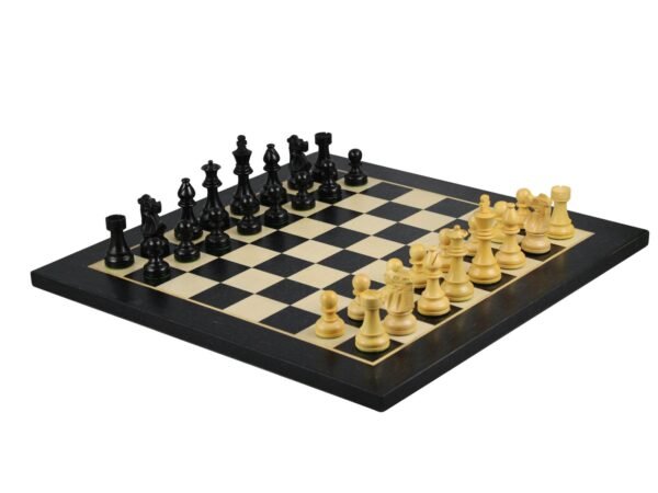 Ebony Chess Set 20 Inch With Helena Flat Board and Weighted Ebonised French Knight Staunton Chess Pieces 3.75 Inch - Image 2