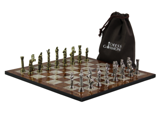 Mocha Personalised Metal Chess Set with Drawstring Bag 14 Inch - Image 5