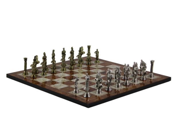 Mocha Personalised Metal Chess Set with Drawstring Bag 14 Inch - Image 4