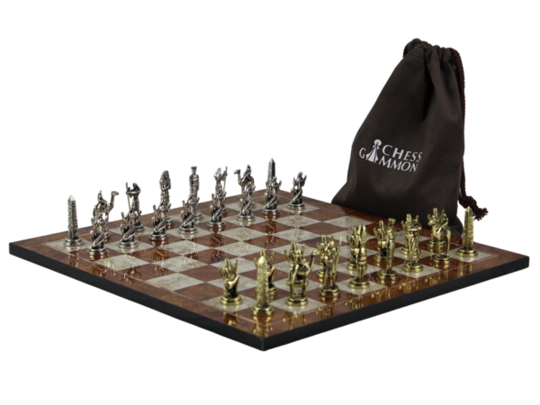 Mocha Personalised Metal Chess Set with Drawstring Bag 14 Inch