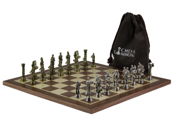 Walnut Personalised Metal Chess Set with Drawstring Bag 14 Inch - Image 5