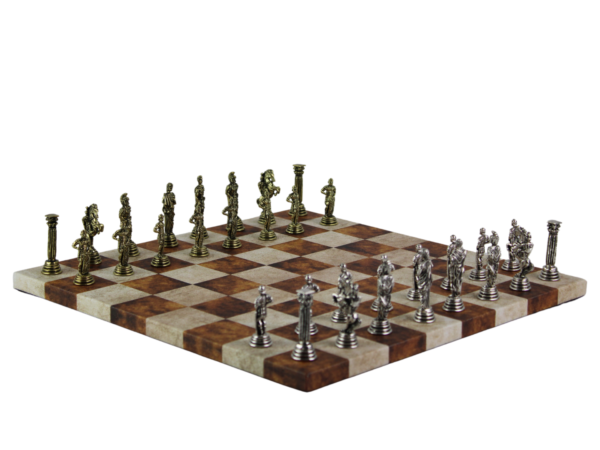 Brown Leatherette Personalised Metal Chess Set with Drawstring Bag 14 Inch - Image 2