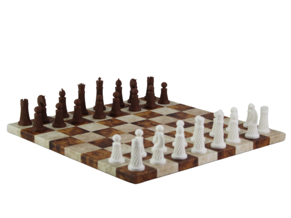 Brown Leatherette Personalised 3D Acrylic Staunton Chess Pieces with Drawstring Bag 14 Inch - Image 2