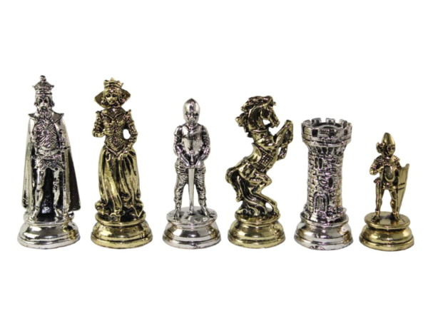 Mary Stuart Metal Chess Pieces Nickel & Brass 3.8 Inch