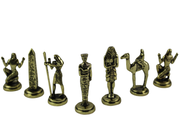 Egyptian Metal Chess Pieces Nickel & Brass 2.5 Inch - Image 2