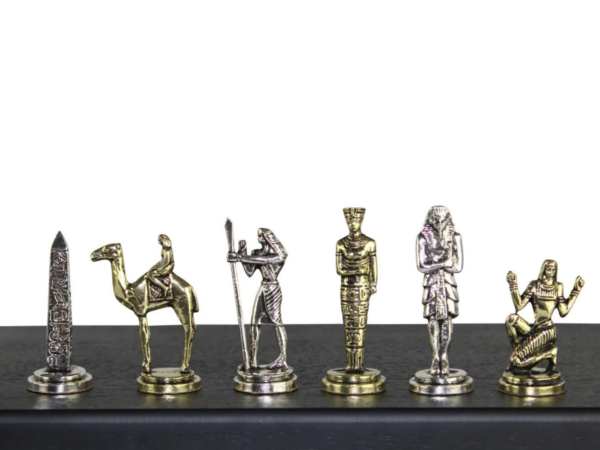 Egyptian Metal Chess Pieces Nickel & Brass 2.5 Inch