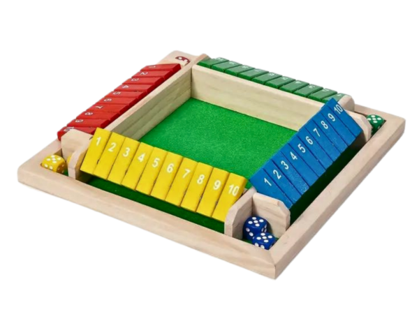 4 Player Multi-Coloured Shut the Box Family Game 8.6 Inch - Image 3