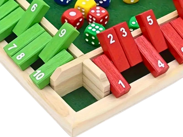 4 Player Multi-Coloured Shut the Box Family Game 8.6 Inch - Image 2