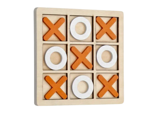 Orange Wooden Noughts & Crosses, Tic Tac Toe, 3 In a Row Family Game Set